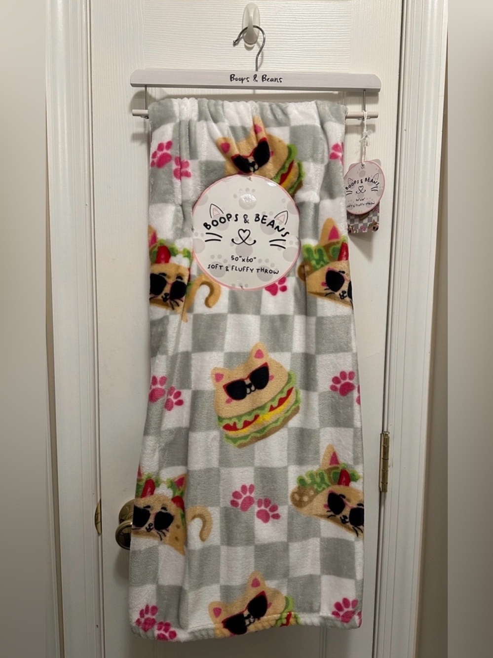 Boops & Beans โBurger & Taco Catโ 50x60โ Soft & Fluffy Throw Blanket~NEW!